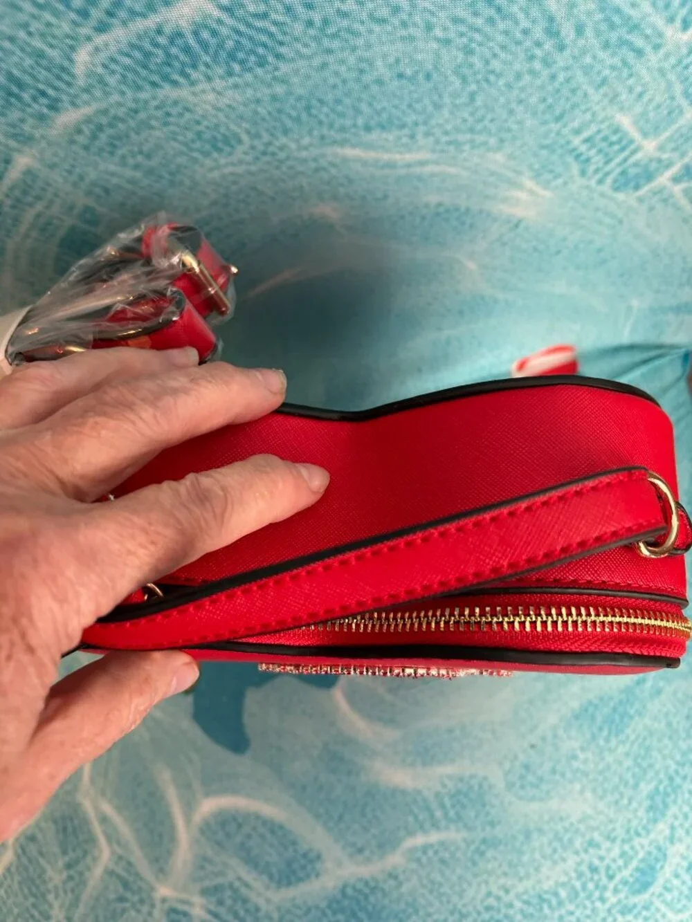 Betty Boop Red Heart Shape Small Crossbody Purse - Rhinestones New